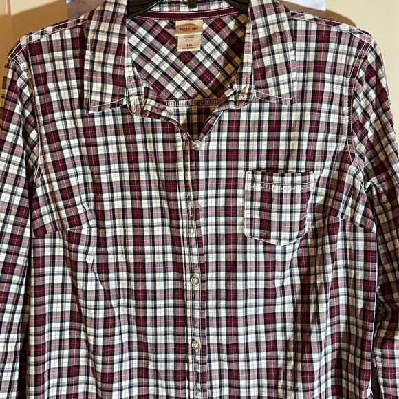 MOSSIMO Juniors Sz-XXL Button-up Top, Plaid-Not Flannel-Very Stretchy-Fitted Cut - Picture 5 of 13